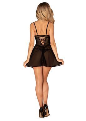Эротический комплект Obsessive Chemeris babydoll & thong XS/S, пеньюар и стринги