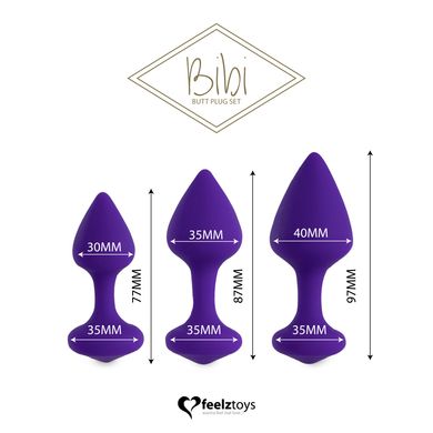 Набор силиконовых анальных пробок FeelzToys - Bibi Butt Plug Set 3 pcs Purple