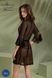 Пеньюар Passion LEAFA PEIGNOIR black, XXL/XXXL, длина чуть выше колена, широкие рукава, завязывается на пояс