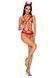 Эротический костюм чертика из стреп Obsessive Evilia teddy red S/M, боди, чокер, накладки на соски, обруч с рожками