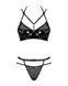 Еротичний комплект під латекс зі стрепами Obsessive Bagirela 2-pcs set S/M, чорний, під леопард, бюс