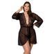 Пеньюар Passion AMBERLY PEIGNOIR 6XL/7XL, black, ажурные декольте и манжеты, широкие рукава