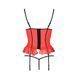 Корсет з відкритими грудьми CHERRY CORSET red L/XL - Passion Exclusive, трусики, пажі, стрепи, оборк