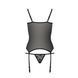 Корсет с пажами GRACIA CORSET black L/XL Passion, трусики, полупрозрачный