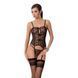Корсет с пажами GRACIA CORSET black L/XL Passion, трусики, полупрозрачный
