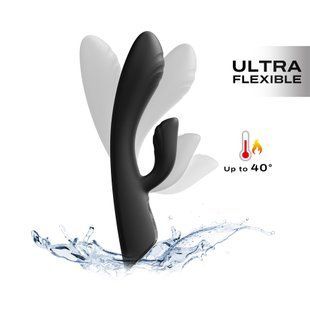 Вибратор-кролик с подогревом Dorcel FLEXI RABBIT BLACK, гибкий ствол