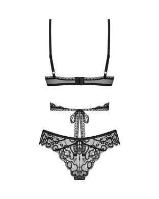 Комплект Obsessive Blomentis 2-pcs set, XS/S, кружевной, лиф с завязками на спине, трусики-слипы