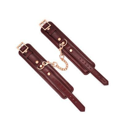 Кожаные наручники Liebe Seele Wine Red Wrist Cuffs, съемная цепочка-крепление