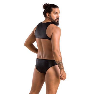 Мужское кожаное боди Passion 056 ADAM L/XL Black, заклепки