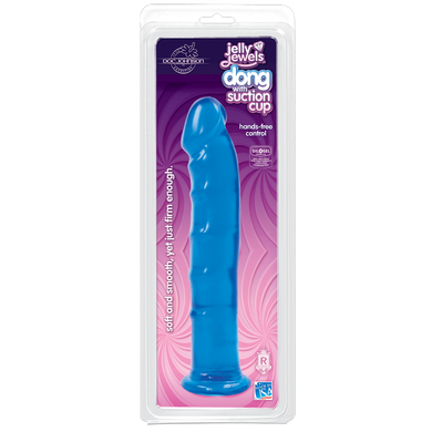 Фалоімітатор Doc Johnson Jelly Jewels Dong & Suction Cup Blue, діаметр 3,6 см, антибактеріальний ПВХ