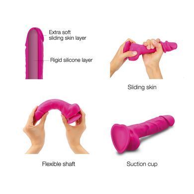 Реалистичный фаллоимитатор Strap-On-Me Sliding Skin Realistic Dildo Fuchsia S, эффект подвижной кожи