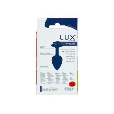 Металлическая анальная пробка Lux Active с розой - Rose Anal Plug - Purple, вибропуля в подарок