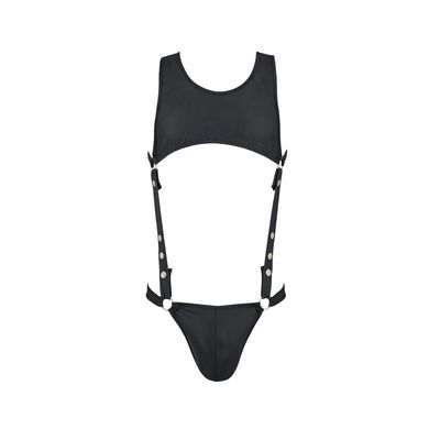 Мужское кожаное боди Passion 056 ADAM L/XL Black, заклепки
