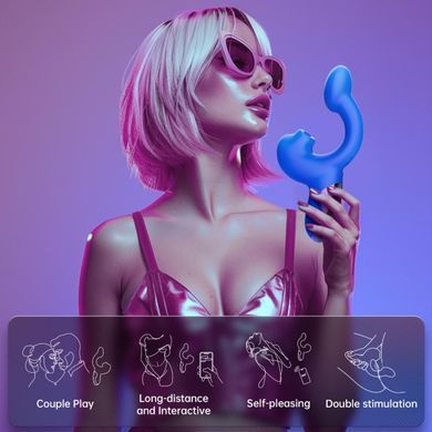 Смарт-вибратор Magic Motion Ponder Blue, двойная стимуляция, виброяйцо+язычок для клитора