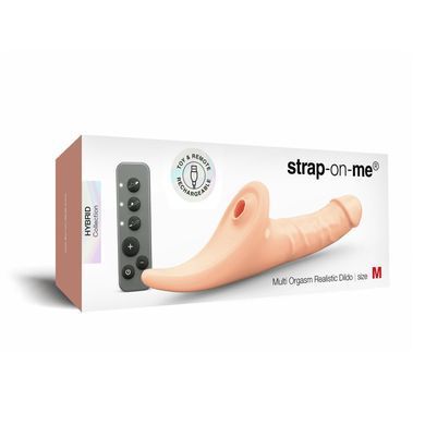 Вибронасадка для страпона с вакуумной стимуляцией Strap-On-Me Multi Orgasm Realistic Dildo M Vanilla