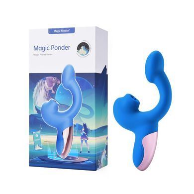 Смарт-вибратор Magic Motion Ponder Blue, двойная стимуляция, виброяйцо+язычок для клитора