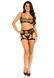 Комплект Leg Avenue Top and garter harness, One Size, черный, сетчатый, топ + пояс с гартерами
