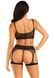 Комплект Leg Avenue Top and garter harness, One Size, черный, сетчатый, топ + пояс с гартерами