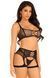Комплект Leg Avenue Top and garter harness, One Size, черный, сетчатый, топ + пояс с гартерами