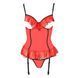 Корсет с открытой грудью CHERRY CORSET red S/M - Passion Exclusive, трусики, пажи, стрэпы, оборочки