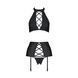 Комплект из экокожи Passion NANCY SET 4XL/5XL black, имитация шнуровки, топ, пояс для чулок