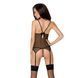 Корсет з пажами Passion MELANIA CORSET S/M, black, трусики, напівпрозорий