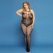 Сетчатый бодистокинг JSY &laquo;Откровенная Мадлен&raquo; Plus Size, Black, имитация боди, кружево, доступ