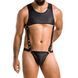 Мужское кожаное боди Passion 056 ADAM L/XL Black, заклепки