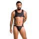 Мужское кожаное боди Passion 056 ADAM L/XL Black, заклепки