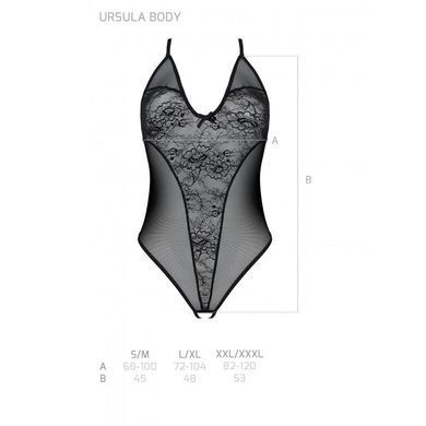 Боди с ажурным декором и открытым шагом Passion URSULA BODY S/M, black