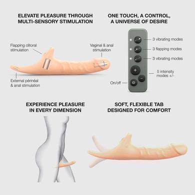 Вибронасадка для страпона с вакуумной стимуляцией Strap-On-Me Multi Orgasm Realistic Dildo L Vanilla