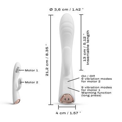 Вибратор-кролик с подогревом Dorcel FLEXI RABBIT WHITE, гибкий ствол