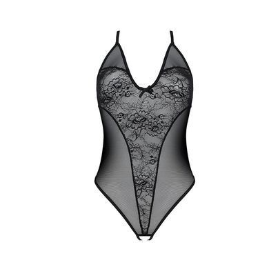 Боди с ажурным декором и открытым шагом Passion URSULA BODY S/M, black