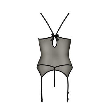 Корсет с пажами Passion MELANIA CORSET XXL/XXXL, black, трусики, полупрозрачный