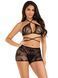 Комплект Leg Avenue Wrap Around Bra Top & Boy Shorts, One Size, черный, сетчатый, бралетт и шорты