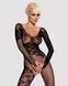 Бодистокинг Obsessive Bodystocking F210 S/M/L black, рукава-митенки, сетка, цветное кружево