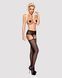 (SALE) Сітчасті панчохи-стокінги з мереживним поясом Obsessive Garter stockings S307 XL/XXL, чорні, імітаці