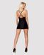 Сатиновый комплект для сна с кружевом Obsessive 828-CHE-1 chemise & thong S/M, черный, сорочка, стри
