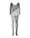 Бодистокинг Obsessive Bodystocking F210 S/M/L black, рукава-митенки, сетка, цветное кружево