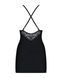Сатиновый комплект для сна с кружевом Obsessive 828-CHE-1 chemise & thong S/M, черный, сорочка, стри