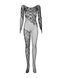 Бодистокинг Obsessive Bodystocking F210 S/M/L black, рукава-митенки, сетка, цветное кружево