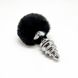 Металлическая анальная пробка Кроличий хвостик Alive Fluffly Twist Plug L Black