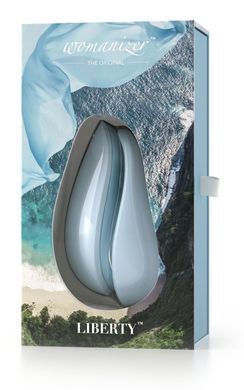 Вакуумный клиторальный стимулятор Womanizer Liberty Blue, магнитная крышка, 2 насадки