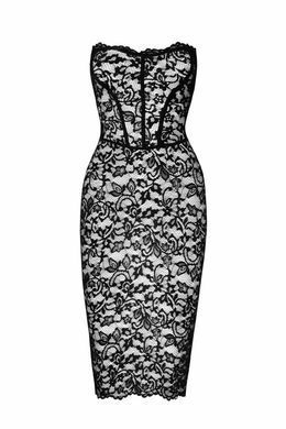 Платье Noir Handmade F301 Catalyst, 3XL, black, миди, кружево, открытые плечи, шнуровка на спине