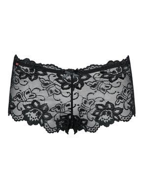 (SALE) Кружевные трусики-шортики Obsessive Idillia shorties black L/XL