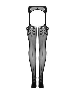 Сітчасті панчохи-стокінги зі стрілкою Obsessive Garter stockings S314 S/M/L, чорні, імітація гартері