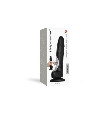 Реалистичный фаллоимитатор Strap-On-Me Sliding Skin Realistic Dildo Black M, эффект подвижной кожи