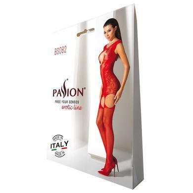 Ажурний бодістокінг з панчохами Passion BS082 red