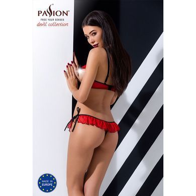 Комплект белья Passion Exclusive CHERRY SET OpenBra L/XL, red, открытый лиф, трусики-юбочка