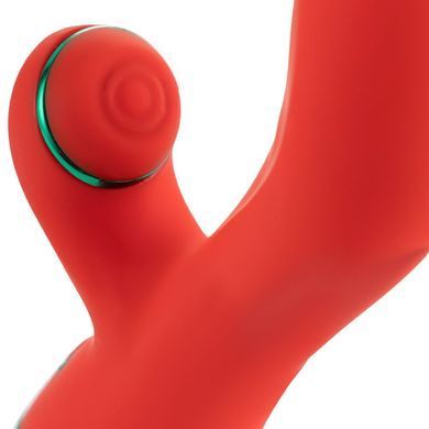 Вибратор-кролик с пульсацией и флоггером LOCKINK SEVANDA Whip Vibrating Massage Wand, красно-зеленый